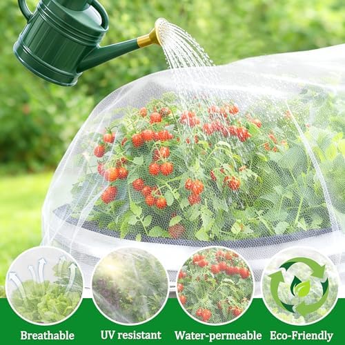2 Pack Garden Netting for Raised Beds, 4 x 2 Ft Raised Bed Plant Covers for Garden Protection, Fine Mesh Bird Netting Pest Barrier Screen with Drawstring for Protecting Vegetables Fruits Crops