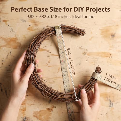 Veemoon 2pcs Moon Rattan Wreath, Small Natural Grapevine Garland DIY Crafts Plant Vine Wreath Front Door Vine Branch Half Moon Frame Wired Macrame Door Decor for Christmas Wedding Party, 9.8 Inch
