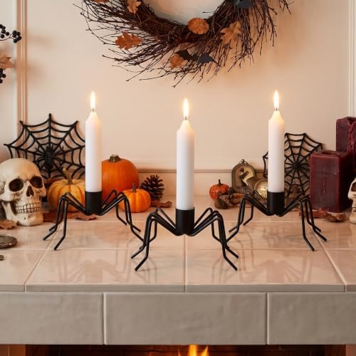 6 Pack Halloween Candle Holder - Metal Halloween Spider Candlestick Holders