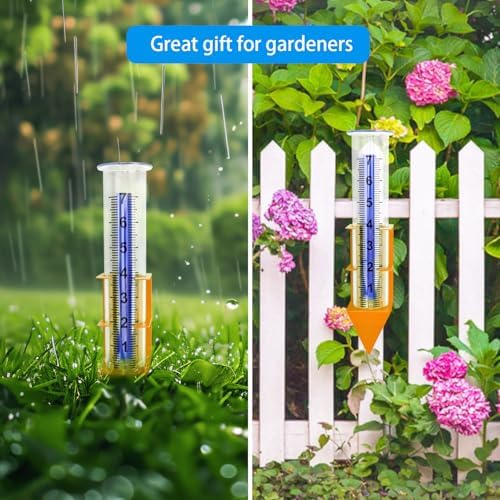 Rain Gauge Outdoor, 7" Capacity Large Rain Gauge Outdoors (Orange)
