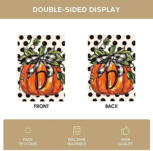 AVOIN colorlife Fall Monogram Letter D House Flag 28x40 Inch for Outside