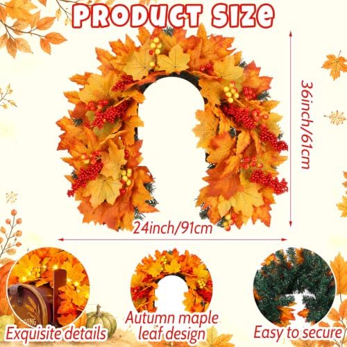 Yinder Fall Mailbox Swag Decor for Outdoor Maple Leaf Wreath with Lights