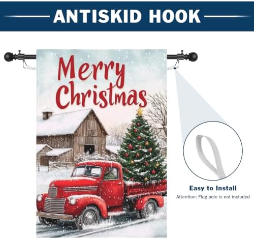 Merry Christmas Garden Flags Xmas Red Truck Double Sided 28x40 Inch