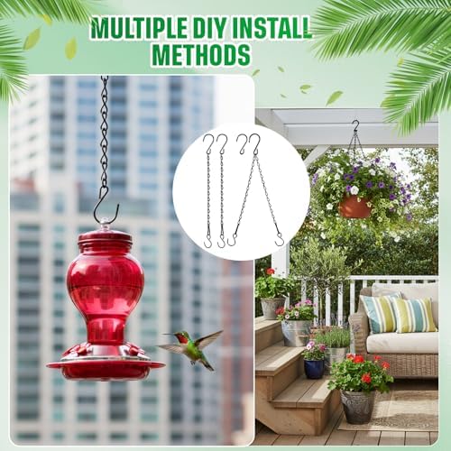 Outus 4 Pack Hanging Chain for Bird Feeders Planters, 9.5 Inch, Black