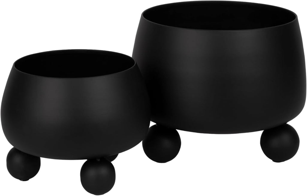 Chic Black Flower Pots and Planters for Indoor Plants Set – Glam Ceramic Planter Set with Modern Design for Home Decor