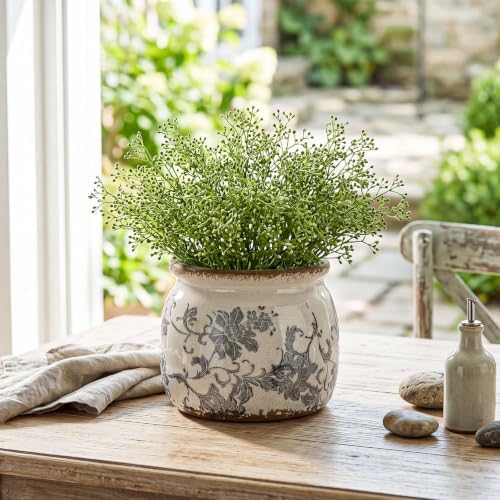 Vintage Planter, Ceramic Pot for Indoor Plant with Drainage Hole