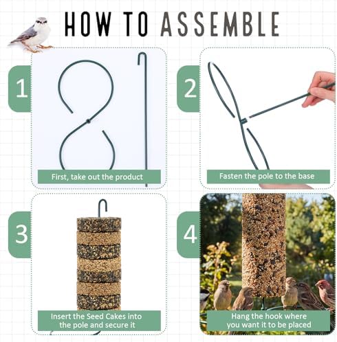 2 Pcs Cylinder Bird Feeder Holder Outdoors Hanging Seed Holder, Dark Green