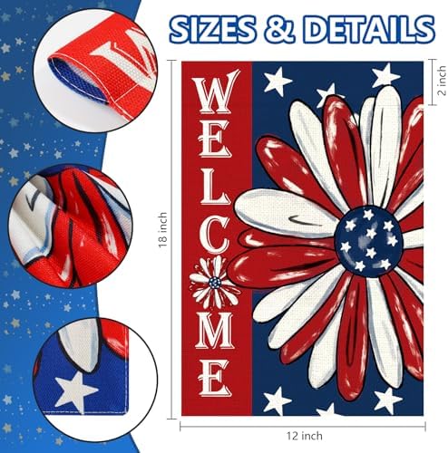 4th of July Garden Flag 12x18 Inch Double Sided