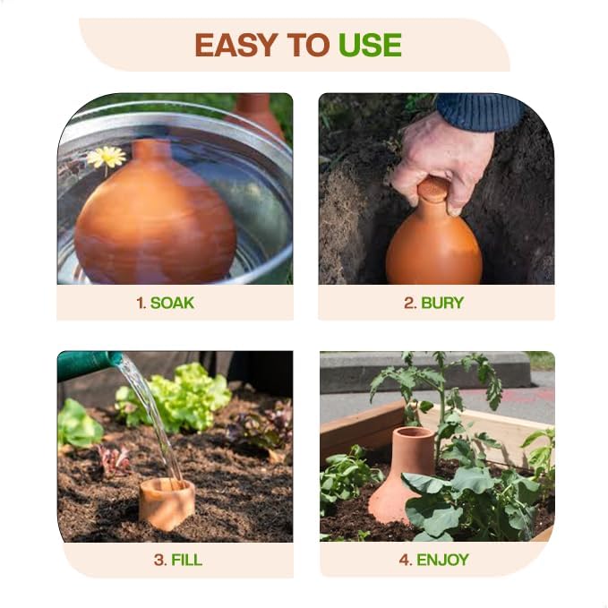 Village Decor Terracotta Water Dripper/Self Watering Terracotta Pot Automatically Water Your Plants While on Vacation