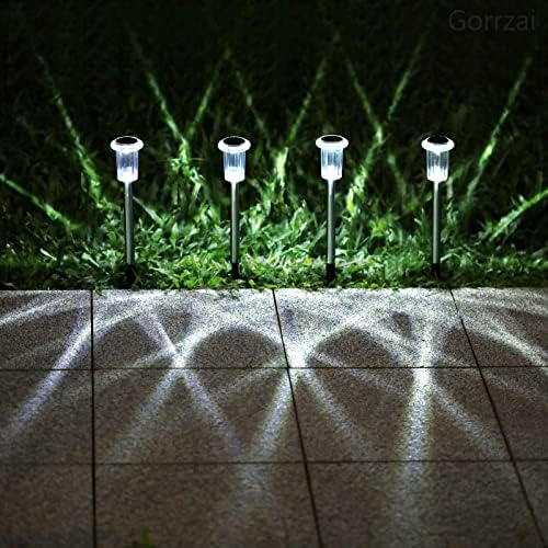 10 Pack Solar Pathway Lights Outdoor Waterproof, Cool White LED