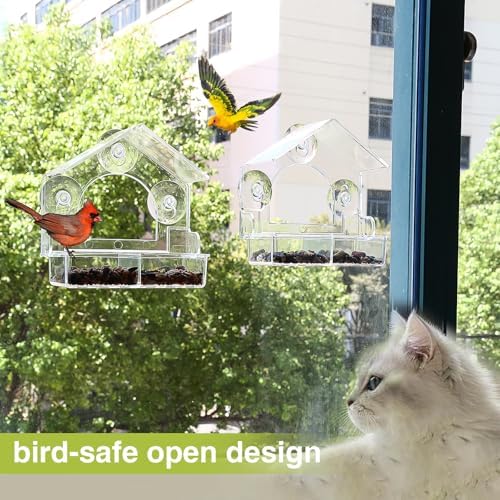 2PCS Clear Bird Feeder for Window