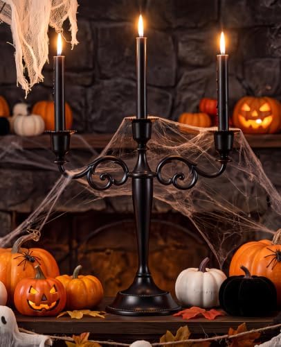 Black Candelabra Halloween 3 Arm Matte Gothic Taper Candle Holder