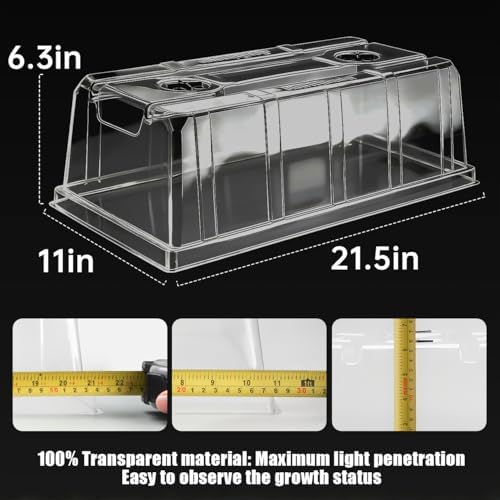 RooTrimmer 10 Pack 6.3" Tall Humidity Domes for 1020 Trays, Extra Strength Seed Starter Covers with 2 Adjustable Vents, Clear Plastic Propagation Cloning Lids for Germination & Microgreens, BPA-Free