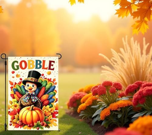 Thanksgiving Turkey Garden Flag Fall Decorations 12x18 Double Sided