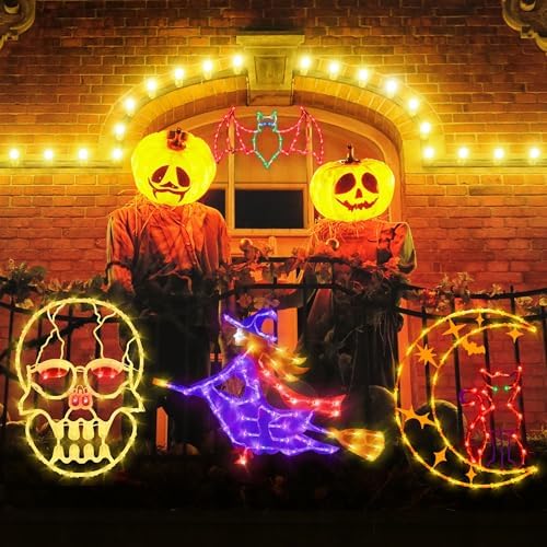 TRWYMZ Halloween Decorations - 16" Halloween Window Silhouette Lights