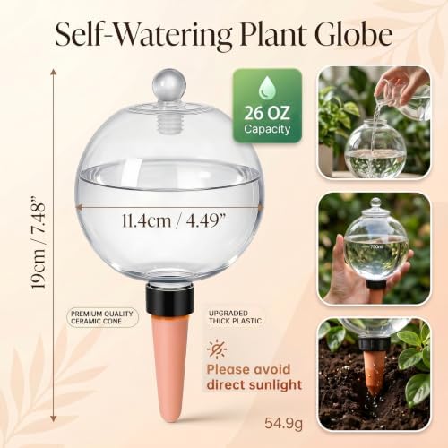 4 Pack 26 oz Extra Large Plant Self Watering Globes to 3 Weeks Watering