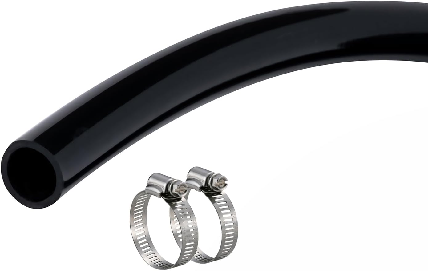 3/4" id - 25 ft Black Vinyl Tubing Flexible PVC Irrigation Hose & 2 Clamps | Hybrid Hose Transfer Water Fuel Gas for
