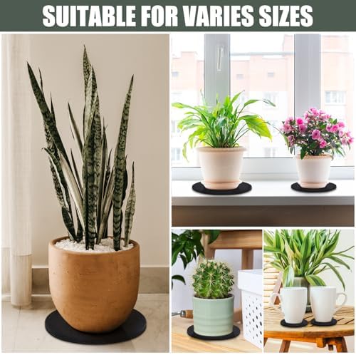Plant Coaster Mat Reversible(Fabric/Leather),8Pcs Plant Coasters 4 Sizes(4/6/8/10inch) Plant Coasters for House Plants Indoor & Outdoor,Household Products Absorbent/Waterproof(8pcs Set)
