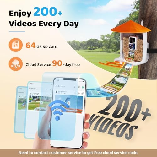 Buenkee Smart Bird Feeder with Camera, 2K HD, AI Bird ID, Solar Powered