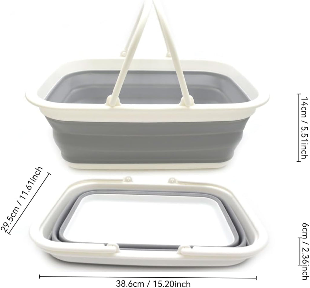 SAMMART SAMMART 9.2L (2.37Gallon) Collapsible Tub with Handle - Portable Outdoor Picnic Basket/Crater - Foldable