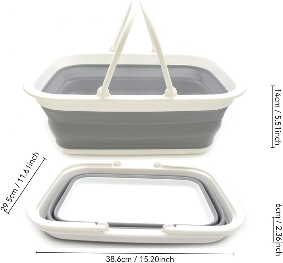 SAMMART SAMMART 9.2L (2.37Gallon) Collapsible Tub with Handle - Portable Outdoor Picnic Basket/Crater - Foldable
