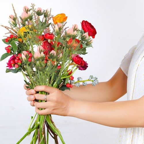 Artificial Thistle Spray Eryngium Flowers 2pcs Artificial Real Touch Eryngium Artificial Sea Holly Flowers for Wedding Bridal Bouquet Wreath Table Centerpiece Outdoor Decor (Pink)