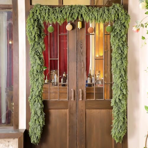 Waydress 2 Pcs 9 ft Christmas Artificial Cedar Garland Realistic