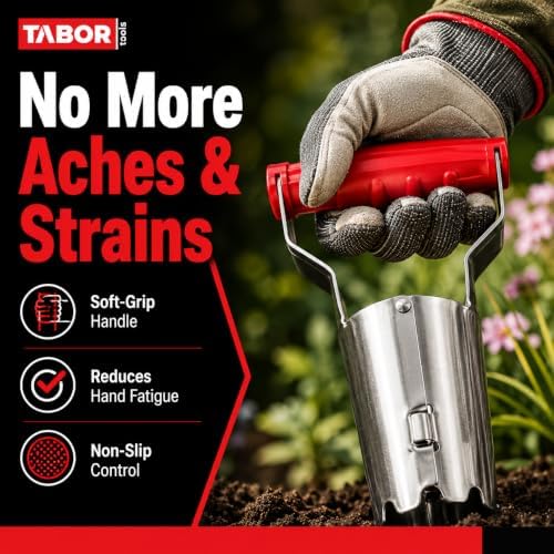 TABOR Tools D123A 3-Piece Bulb Planter Tool Set, Bulb Planter with Depth Marker & Auto Soil Release, Dibber & Transplanter, Garden Hole Digger for Tulip, Daffodil & Flower Bulbs