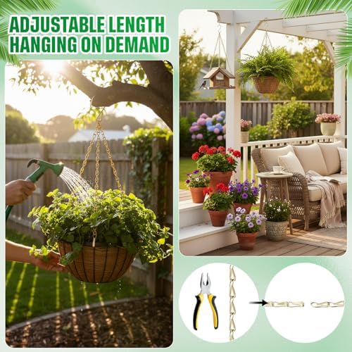 EBOOT 2 Pcs Hanging Chain for Bird Feeders Planters,9.5 Inch,Gold