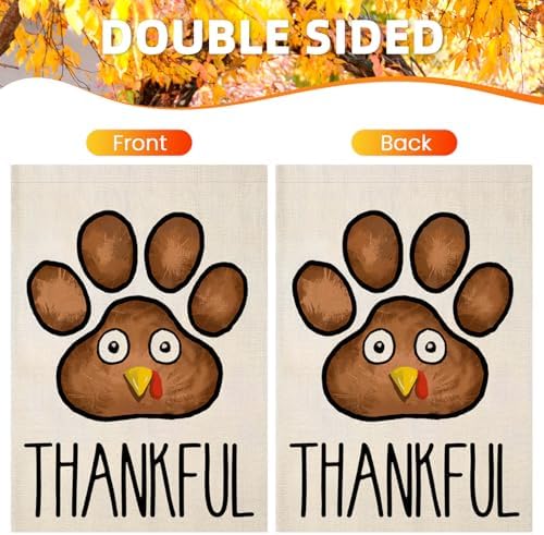 Thanksgiving Turkey Paw Garden Flags for Outside 12x18 Inch Double Sided