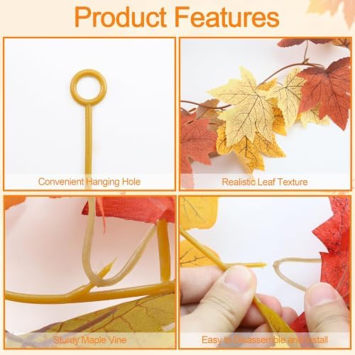 SITUMEIZI 6 Pcs 39Ft Autumn Leaf Garland for Fall Wedding Decor