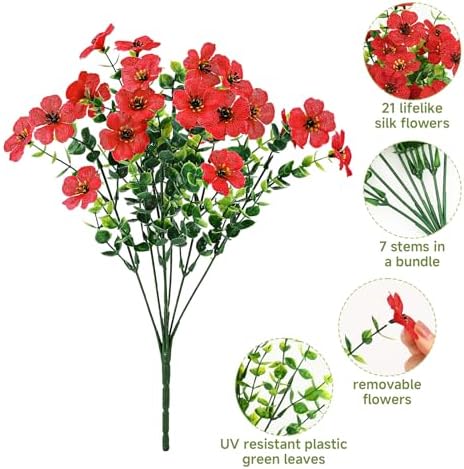 SHareconn 48 Bundles Artificial Flowers for Outdoors UV Resistant Decor
