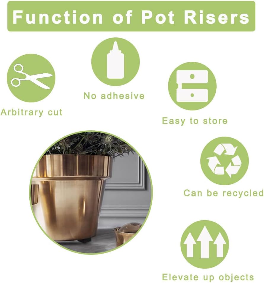 Invisible Rubber Pot Feet – Square Non-Slip Risers Elevate 3/4 Inch for Drainage & Airflow, 24 Pack Solid Pot Risers