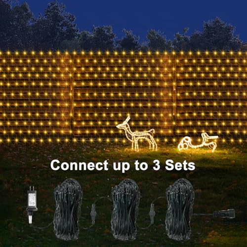 600 LED 20x6.6ft Net Lights Outdoor Mesh Lights with Remote Timer 8 Modes