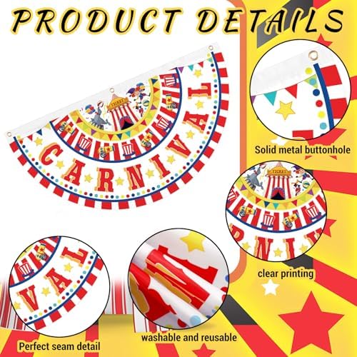 6 Pcs Halloween Circus Carnival Decor Bunting Welcome Carnival Half Banner