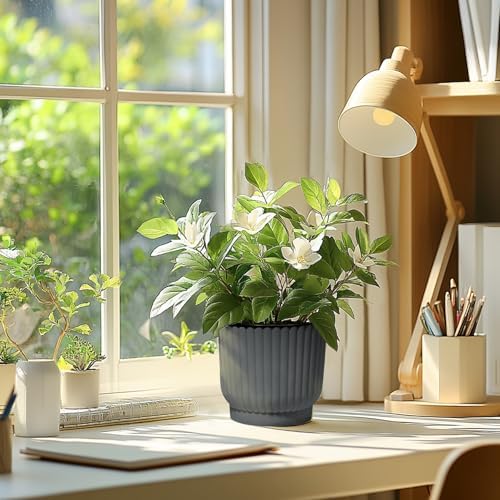 T4U Self Watering Pots for Indoor Plants, 6 Inch 6 Pack Planter Gray