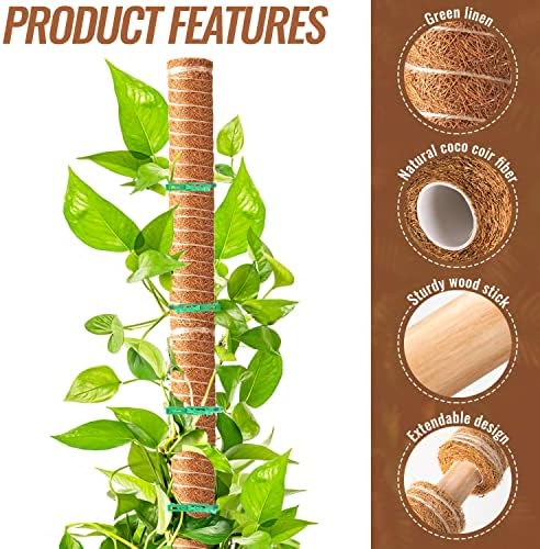 Coir Totem Pole for Climbing Plants, 6 Pcs 12'' Coir Moss Totem Stick