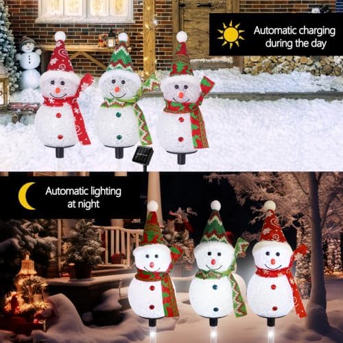 Solar Christmas Snowman Pathway Lights Outdoor Decoration, 6 Pack