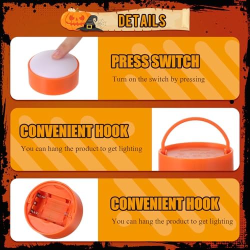 Riakrum 6 Pack Halloween Pumpkin LED Lights, Orang, Purple Light