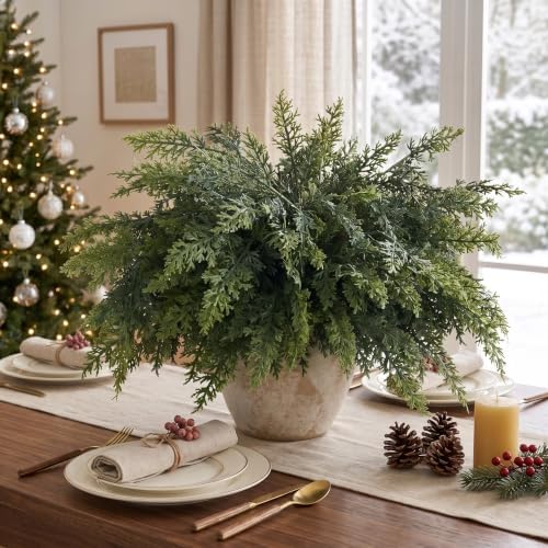 24 Pcs Artificial Lifelike Touch Christmas Cedar Branches for Vase Decor