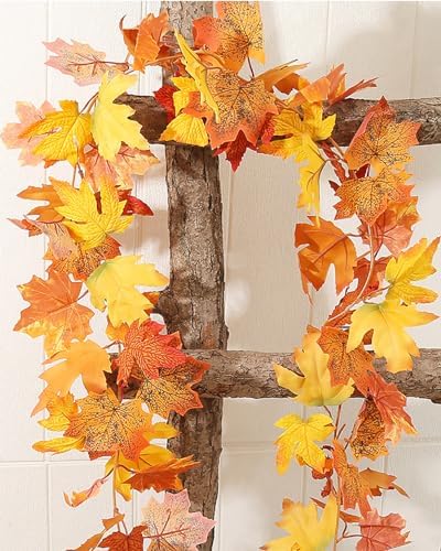 Fall Garland Fall Leaves Garland for Thanksgiving Decorations Home Outdoor Decor (3 Pcs)
