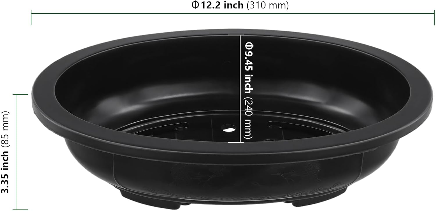 HAKZEON 12 Pcs 12 Inch Bonsai Training Pots, Matte Finish Plastic Oval Bonsai Training Pots with Drainage Hole, Oval