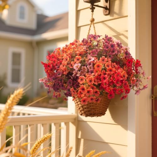 16 Bundles UV Resistant Artificial Fall Mums Outdoor Flowers Autumn Decor