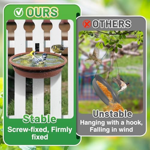 Alphatool Fence Bird Feeders Tray, 8.3'' Dia., Brown, 2 Pcs