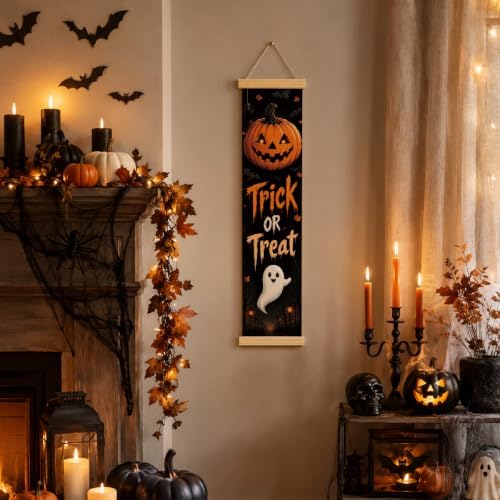 Happy Halloween Banner, Trick or Treat Canvas Decor for Home and Office