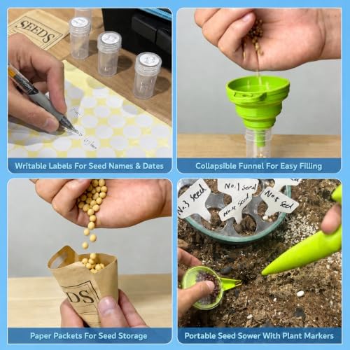 ScrollSavor 140 Slots Waterproof Seed Organizer Box with 20 Seed Envelopes