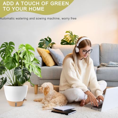 Self Watering Pots for Indoor Plants, 3 Pack 12/10/8 Inch, Large Planter with Water Reservoir, Modern Decorative Flower Pots for Home & Office White
