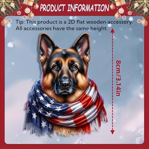 12 Pcs 4th of July Hanging Ornament for Tree 250th Anniversary Decor 2D Wooden Independence Day Cute Dog Designs Patriotic Animal Hanging Ornaments for Party Home Office Decoration