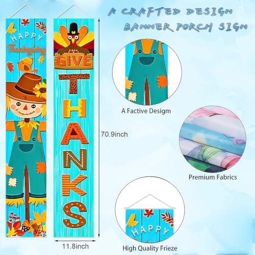 HOMETITUTE Give Thanks Porch Banner Set 12 x 71 Inch 2 Pack