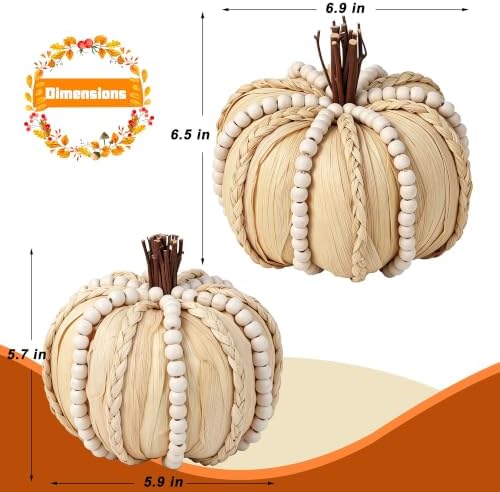 Lulu Home 2 Pcs Handwoven Pumpkins Fall Decor
